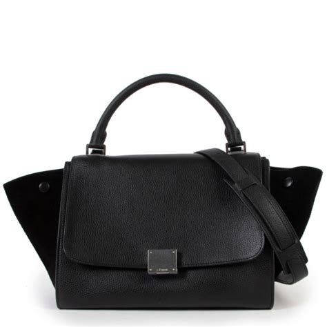 celine black leather trapeze shoulder bag|Celine tote bag buy online.